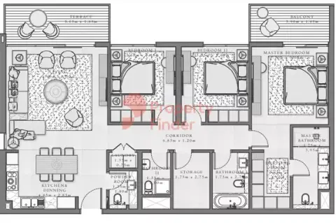 Plattegrond van 3 slaapkamers in Sirdhana