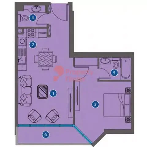 Plattegrond van 1 slaapkamer in Azizi Greenfield