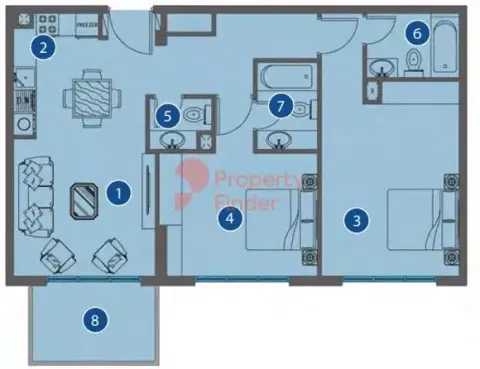 Plattegrond van 2 slaapkamers in Azizi Greenfield
