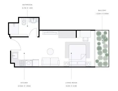 Plattegrond van Studio in Azizi Riviera 15