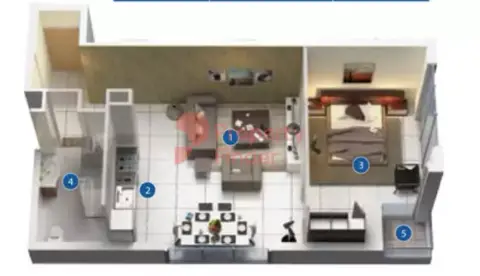 Plattegrond van 1 slaapkamer in AZIZI Berton