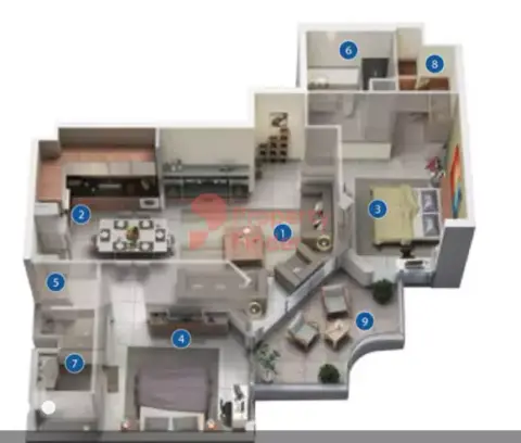 Plattegrond van 2 slaapkamers in AZIZI Berton