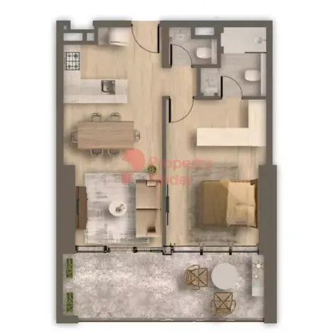 Plattegrond van 1 slaapkamer in Ahad Residences