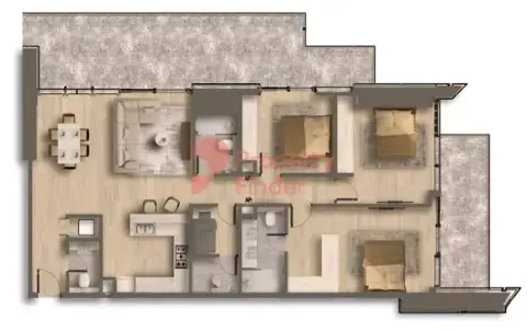 Plattegrond van 3 slaapkamers in Ahad Residences