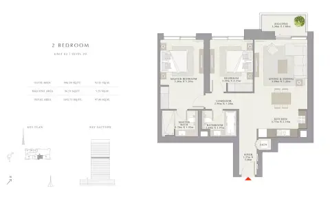 Plattegrond van 2 slaapkamers in Creek Palace