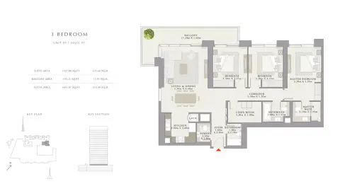 Plattegrond van 3 slaapkamers in Creek Palace
