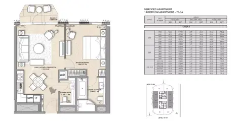 Plattegrond van 1 slaapkamer in Address Harbour Point