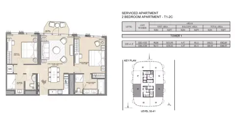 Plattegrond van 2 slaapkamers in Address Harbour Point