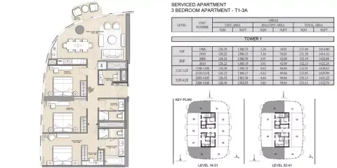 Plattegrond van 3 slaapkamers in Address Harbour Point