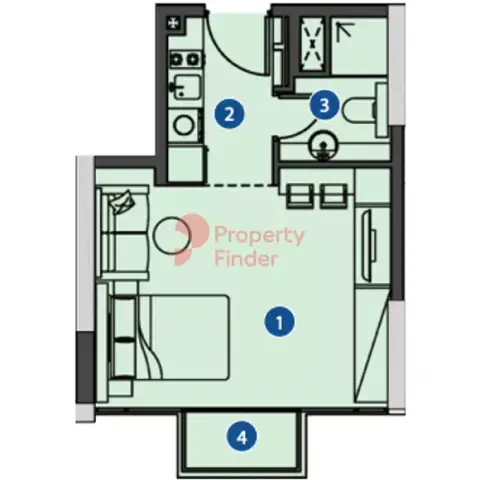 Plattegrond van Studio in Azizi Riviera 30