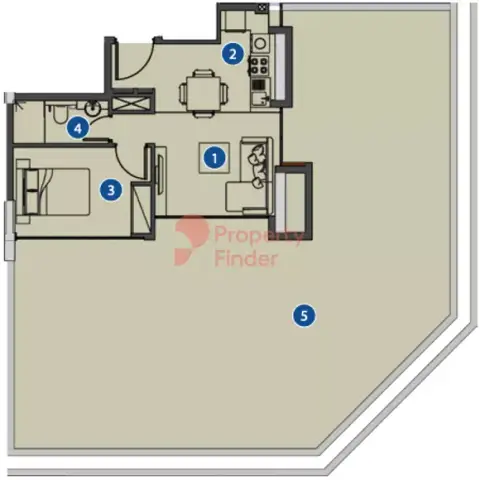 Plattegrond van 1 slaapkamer in Azizi Riviera 30
