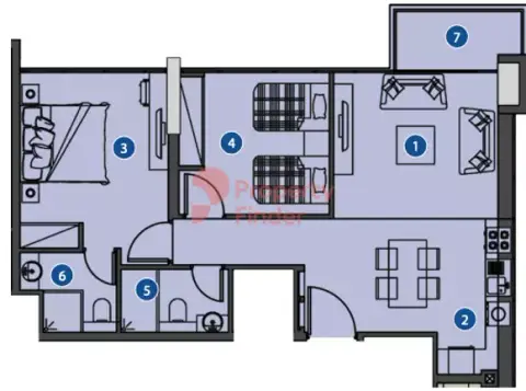 Plattegrond van 2 slaapkamers in Azizi Riviera 30