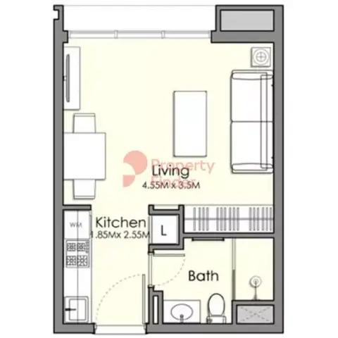 Plattegrond van Studio in UNA Apartments