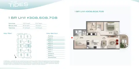 Plattegrond van 1 slaapkamer in The Tides By Amis