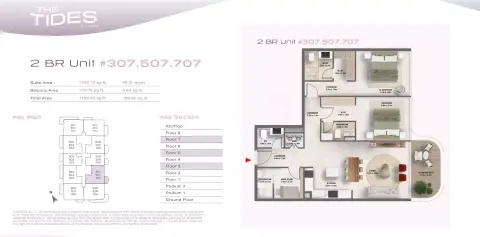 Plattegrond van 2 slaapkamers in The Tides By Amis