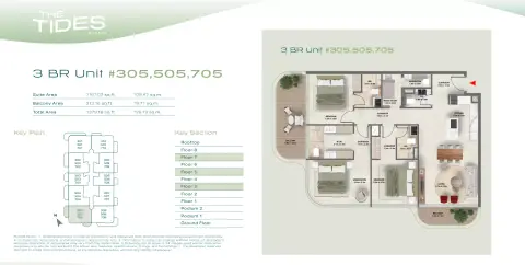 Plattegrond van 3 slaapkamers in The Tides By Amis