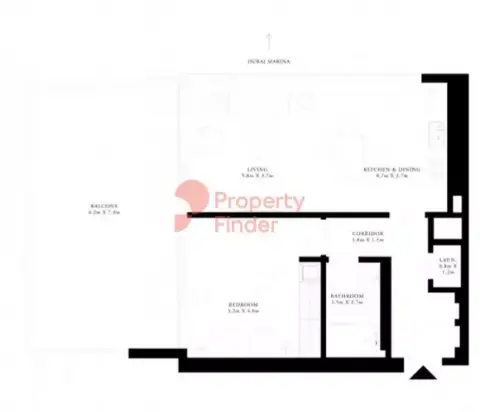 Plattegrond van 1 slaapkamer in Grand Bleu Tower