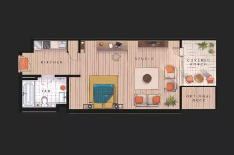 Plattegrond van Studio in Serenity Lakes Phase 2 by Gulf Land