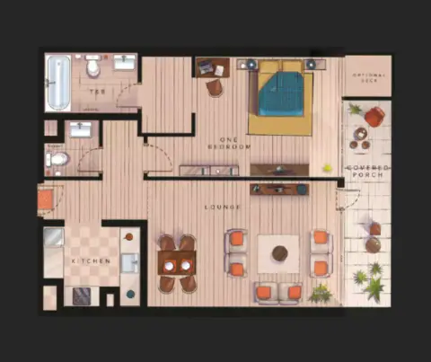 Plattegrond van 1 slaapkamer in Serenity Lakes Phase 2 by Gulf Land