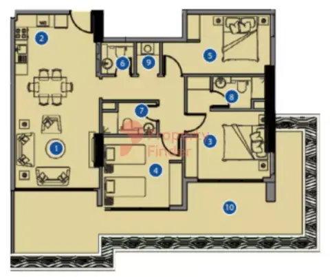 Plattegrond van 3 slaapkamers in Azizi Riviera 19