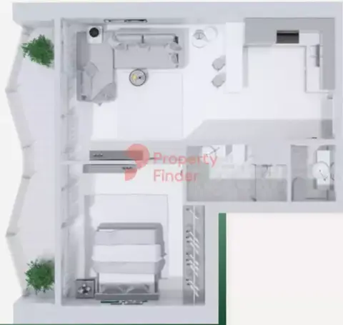 Plattegrond van 1 slaapkamer in Golf Views Seven City JLT