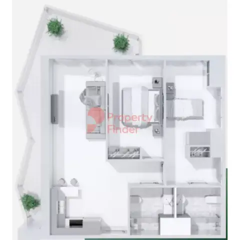 Plattegrond van 2 slaapkamers in Golf Views Seven City JLT