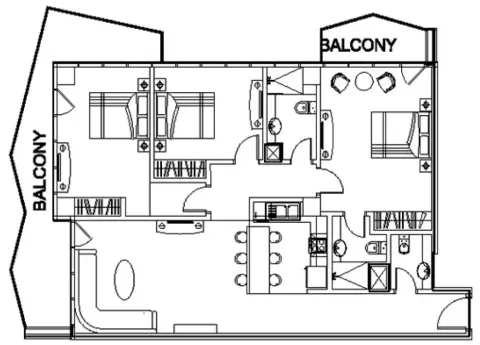 Plattegrond van 3 slaapkamers in Golf Views Seven City JLT