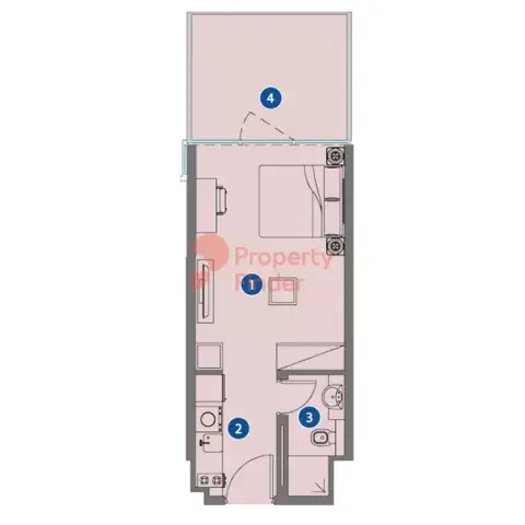 Plattegrond van Studio in Azizi Riviera 26