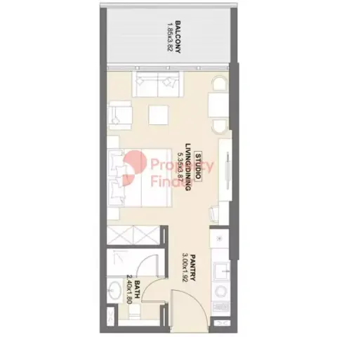 Plattegrond van Studio in Westwood Residence