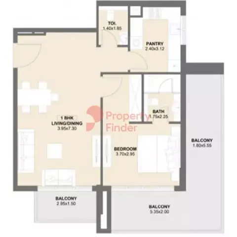 Plattegrond van 1 slaapkamer in Westwood Residence