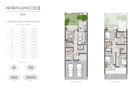 Plattegrond van 3 slaapkamers in Sun Arabian Ranches Phase 3 By Emaar