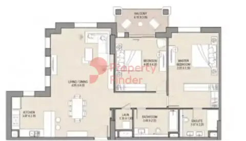Plattegrond van 2 slaapkamers in Asayel