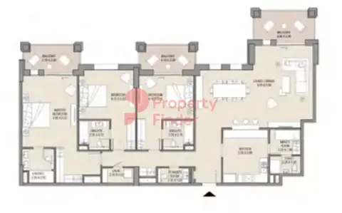Plattegrond van 3 slaapkamers in Asayel
