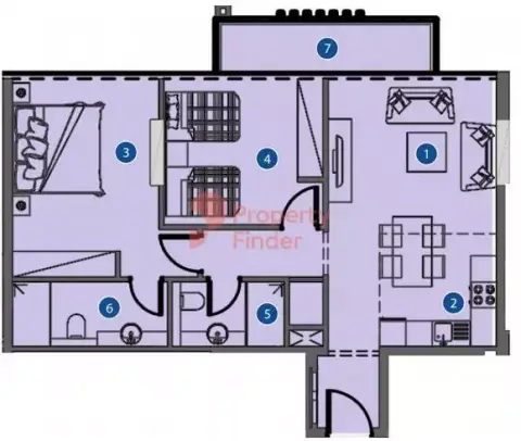 Plattegrond van 2 slaapkamers in Azizi Riviera 34