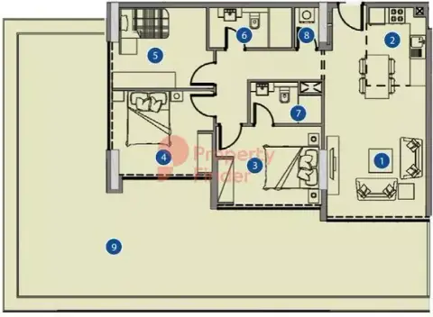 Plattegrond van 3 slaapkamers in Azizi Riviera 34