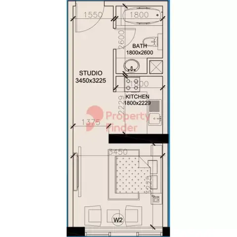 Plattegrond van Studio in Marwa Heights