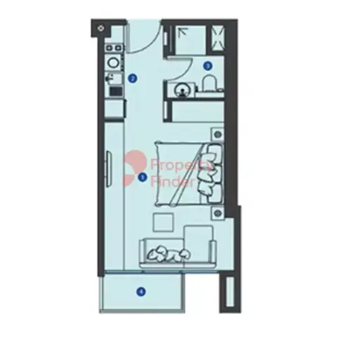 Plattegrond van Studio in Azizi Riviera 21