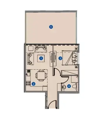 Plattegrond van 1 slaapkamer in Azizi Riviera 40