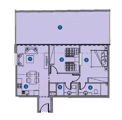 Plattegrond van 2 slaapkamers in Azizi Riviera 40