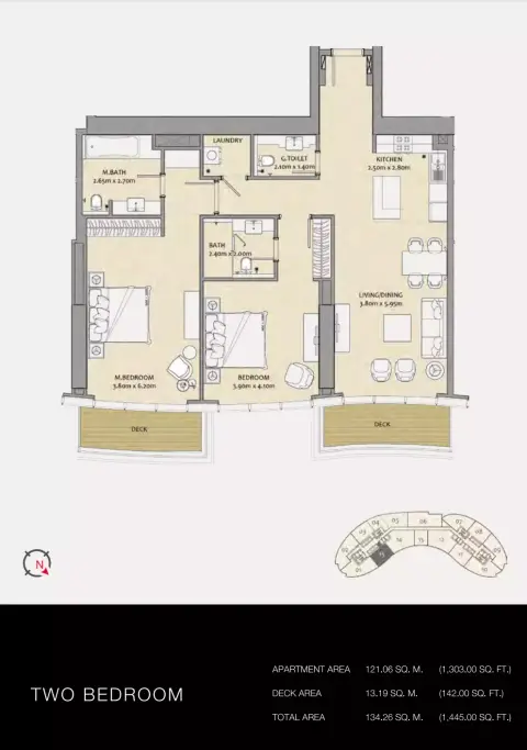 Plattegrond van 2 slaapkamers in Imperial Avenue
