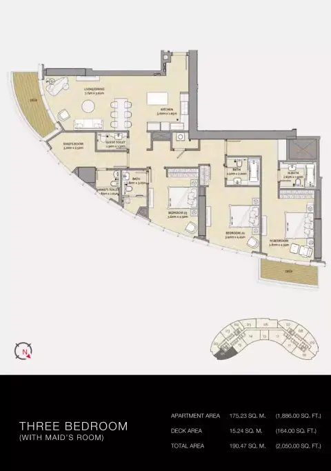 Plattegrond van 3 slaapkamers in Imperial Avenue