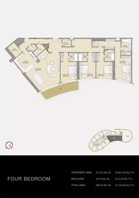 Plattegrond van 4 slaapkamers in Imperial Avenue