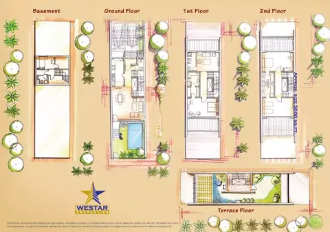 Plattegrond van 3 slaapkamers in Westar Terrace Garden