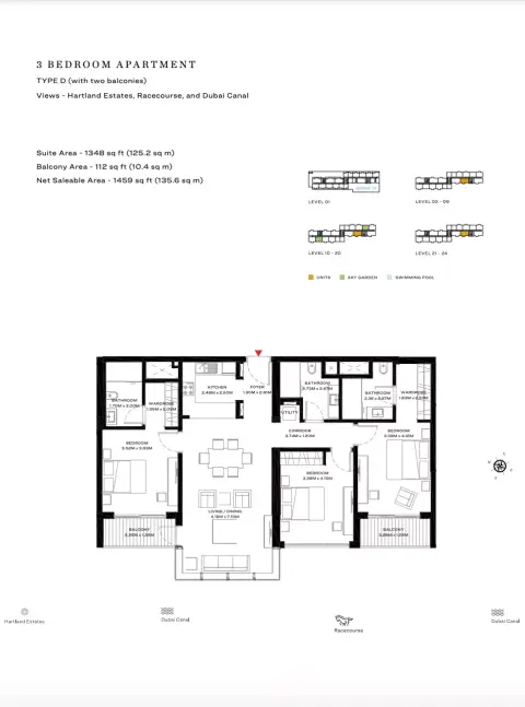 Plattegrond van 3 slaapkamers in One Park Avenue