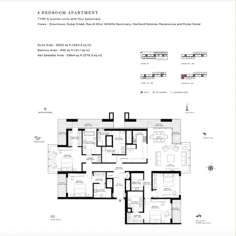 Plattegrond van 4 slaapkamers in One Park Avenue