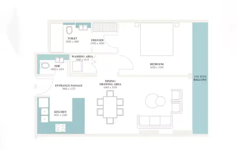 Plattegrond van 1 slaapkamer in La Residenza By Dalands