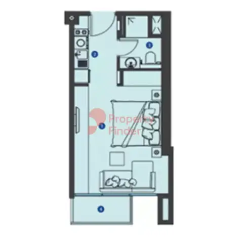 Plattegrond van Studio in AZIZI Riviera 39