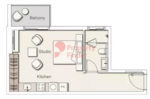 Plattegrond van Studio in Belgravia Heights Phase 2 By Ellington