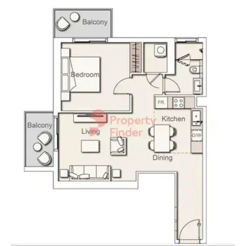 Plattegrond van 1 slaapkamer in Belgravia Heights Phase 2 By Ellington
