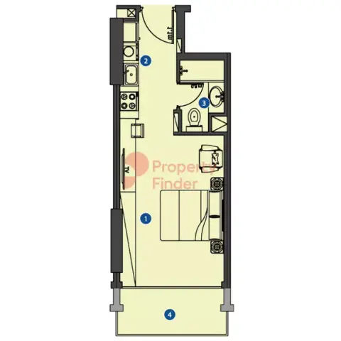 Plattegrond van Studio in Azizi Riviera 33